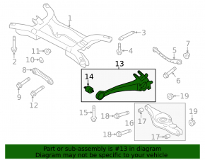 Rear left trunnion Mitsubishi Outlander Sport ASX 13 - trailing arm, rusty, cracked silent block