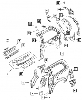 Quarter wing rear left Dodge Grand Caravan 11-20 graphite