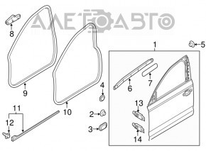 Bare front right door Audi A6 C7 12-18 silver LZ7G, after repair