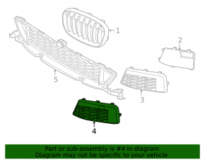Lower grille of the front bumper, left, BMW X1 F48 16-19, for parking sensors, M-Sport