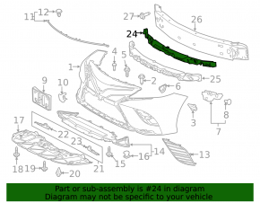 Front bumper absorber upper Toyota Camry v70 18-usa missing element, tear