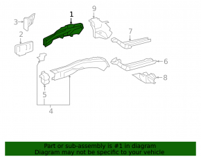 Outer part of the front right side member of the Lexus ES300h ES350 13-18