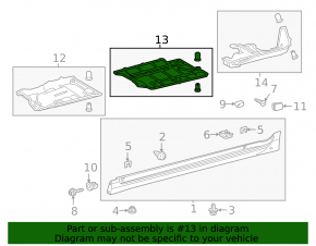Rear right underbody protection for Lexus CT200h 11-17