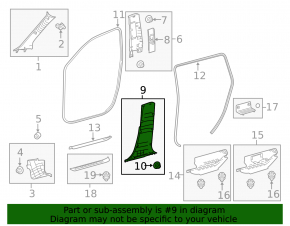 Toyota Highlander 14-19 Lower Right Center Pillar Trim Black