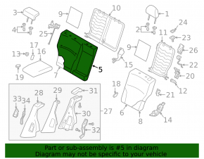 Subaru Outback 2015-2016 right rear seat back, beige fabric, with armrest, for cleaning