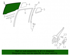 Glass door rear right Toyota Prius 50 Prime 17-22