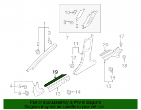 Door sill trim front outer left Hyundai Elantra AD 17-20 black
