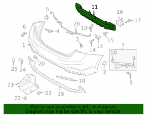 Rear bumper reinforcement for Hyundai Accent 18-23