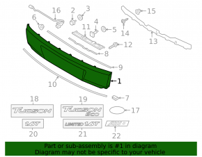 Lower trunk door trim Hyundai Tucson 16-18 prerest