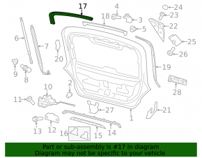 Rubber seal for the trunk door Porsche Panamera 10-16