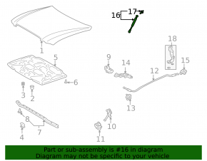 Left hood shock absorber for Lexus LX 98-07