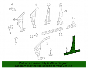 Left center pillar for Lexus Hs250h 10-12