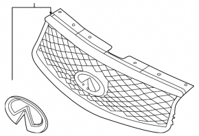 Radiator grill grill Infiniti QX50 19-20 naked