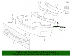 Right long rear bumper mount for Honda Accord 2016-2017, broken guide