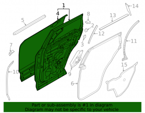 Bare rear right door for Nissan Pathfinder 22-25 with curtain