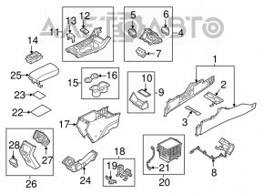 Armrest Hyundai Sonata 15-17 leather, gray