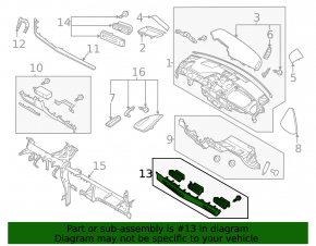 Front panel trim with deflectors right Hyundai Sonata 20-22 gray under Start-stop