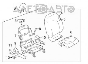 Passenger seat Nissan Versa 12-15 usa without airbag, mechanical, cloth black