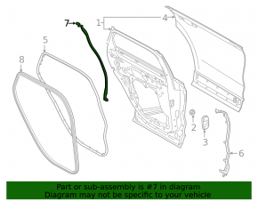 Lincoln Corsair 20-26 rear right door seal on the end