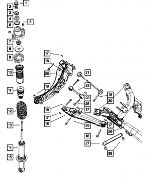 Rear right axle pin Jeep Compass 11-16 with lever
