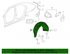 Rear left fender liner Chevrolet Malibu 13-15