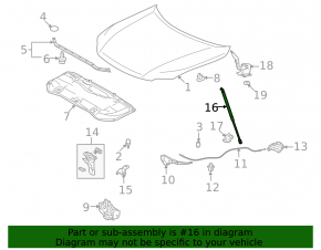 Hood shock absorber left Lexus RX350 RX450h 10-15