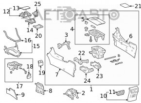 Left side center console trim for Toyota Venza 21-24, black, scratches, whitened plastic