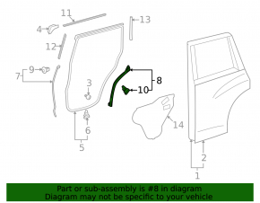 Lexus GX460 10-23 rear right door seal