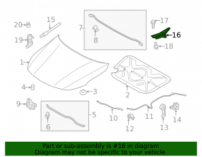 Hood hinge right Kia Optima 11-15