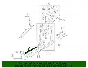 Door sill trim front left outer Hyundai Santa FE Sport 13-18 black, worn
