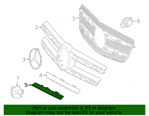 Lower left radiator grille molding for Mercedes GLS 17-19, chrome