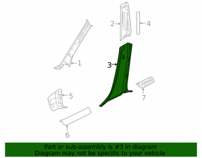 Lower right center pillar trim for Mazda3 03-09