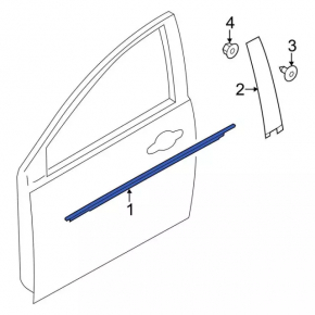 Molding door-glass central rear right Ford Focus mk3 11-18 mat