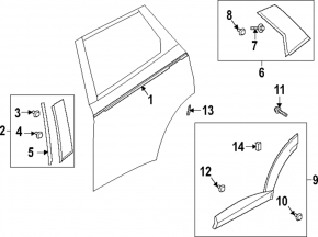 Door trim side rear right Mazda CX-30 20- front, matte