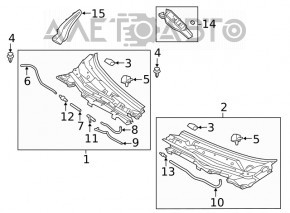 Windscreen wiper grille plastic right Mazda 6 18-21