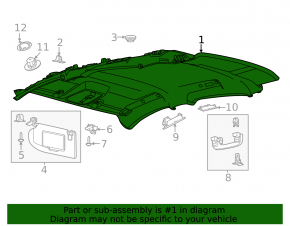 Headlining for Ford Mustang Mach-E 21-26 without panoramic windows, light gray, dry-cleanable, creases