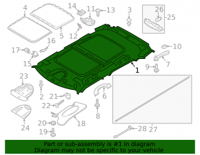 Mini Cooper Countryman R60 10-16 headlining for sunroof ser