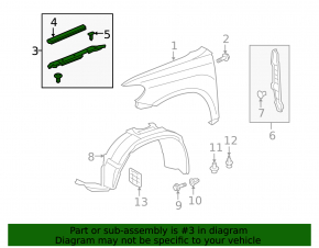 Seal wing hood-wing left Toyota Highlander 11-13