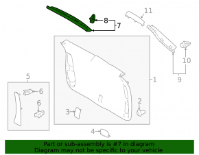 Upper trunk door trim Toyota Highlander 14-19 gray