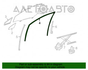 Front left glass seal for Lexus RX350 RX450h 16-22