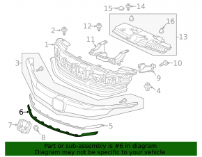 Lower grille molding Honda Accord 16-17 chrome