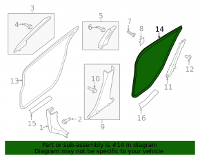 Door seal rear left Nissan Sentra 13-19