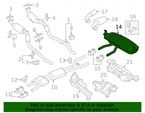 Muffler rear part with barrel VW Touareg 11-17 3.6