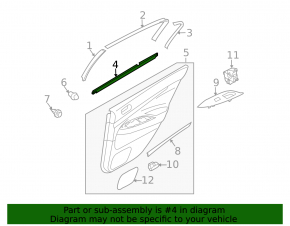 Rear left door glass seal Infiniti G25 G35 G37 06-14