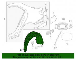 Rear right fender liner for Mercedes C-class W205 15-18