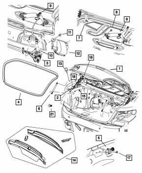 Trunk lid hinge right Chrysler 200 4d 11-14