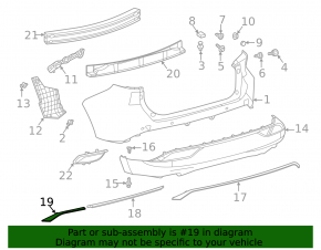 Rear bumper molding right Toyota Venza 21 - chrome