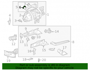 Lexus IS 21-25 right wing apron outer panel bracket