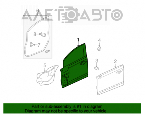 Bare front left door for Honda Civic 4D 06-09