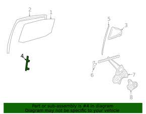 Glass guide rear right door Lexus LS460 LS600h 07-17 short